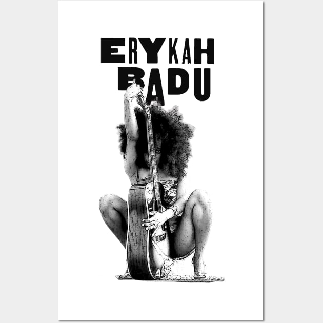 Erykah Badu | Vintage RNB Black White Wall Art by Wkenca Barada